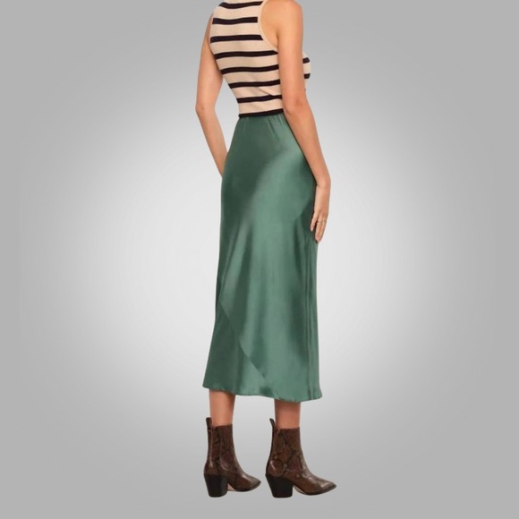 Heartloom Teal Satin Midi Slip Skirt Size M - Picture 2 of 5